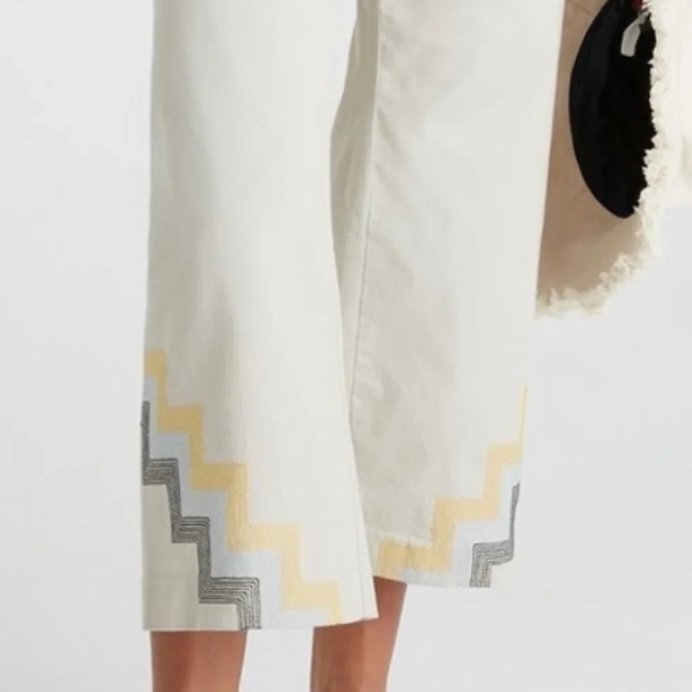 MAEVE BY ANTHROPOLOGIE HALLEE EMBROIDERED WIDE LEG PANTS SZ 10 - NWT - Picture 7 of 12